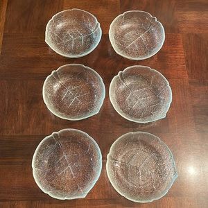 5 3/4" Arcoroc Aspen Leaf Glass Low Fruit Bowls Luminarc